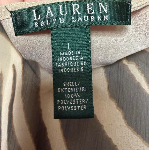 Lauren Ralph Lauren Cream & Brown 2 piece Set tank & Sheer Overlay Size Large - Picture 7 of 7